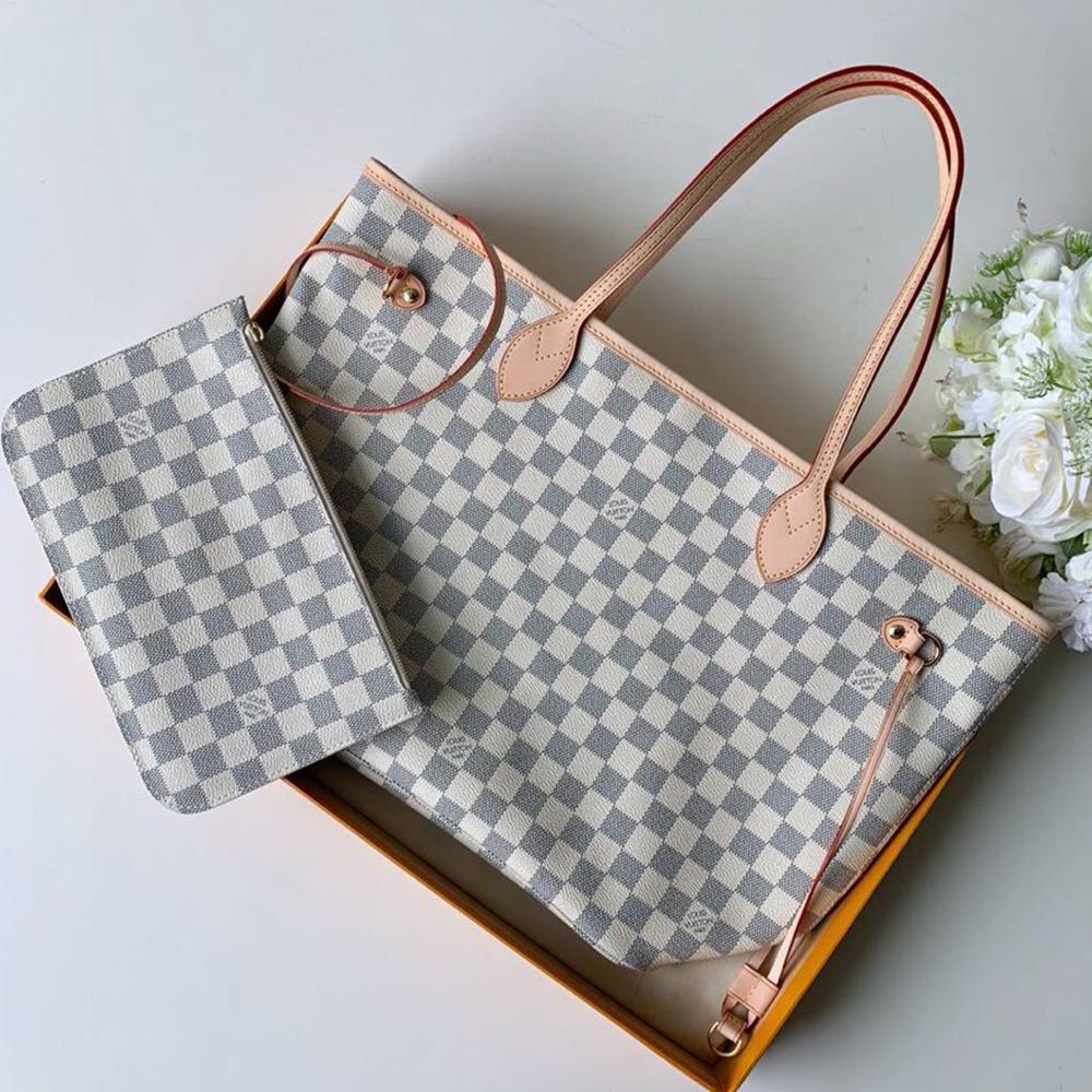 Louis vuitton NEVERFULL MM damier azur Beige